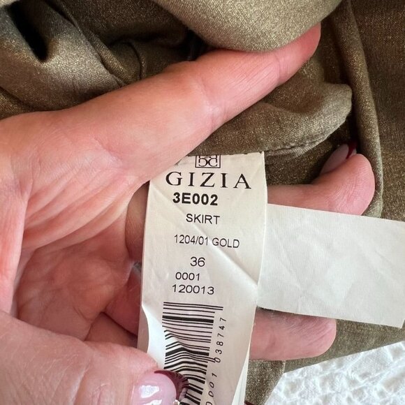 GIZIA Designer Linen Metallic Bronze Mini Skirt Size 4 - Picture 5 of 6